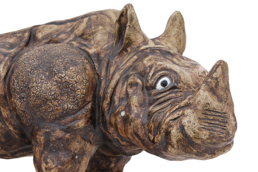 A LARGE SHIWAN POTTERY MODEL OF A RHINOCEROS
