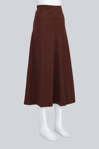 PRADA - A BROWN A-LINE GODET SKIRT