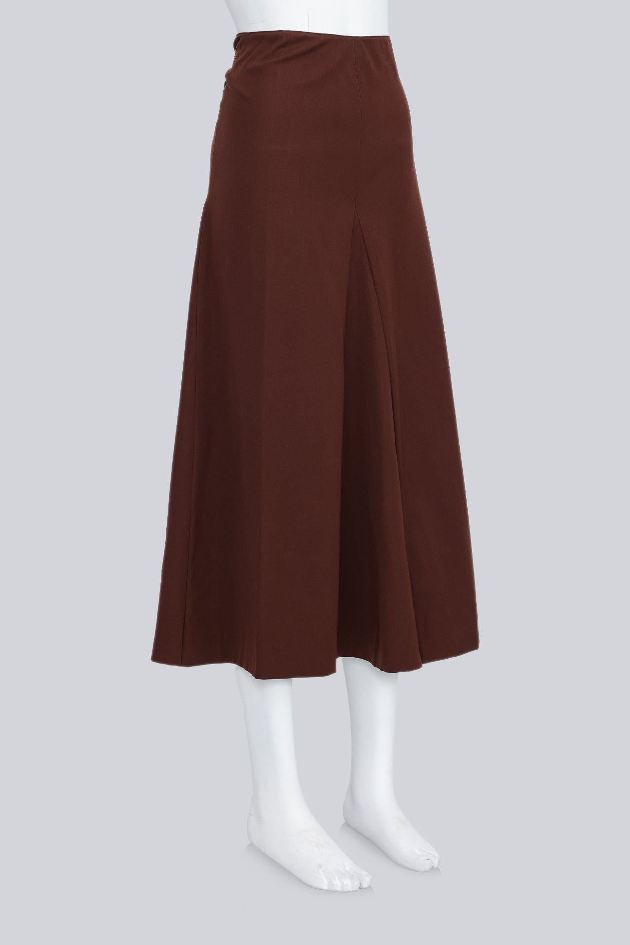 PRADA - A BROWN A-LINE GODET SKIRT