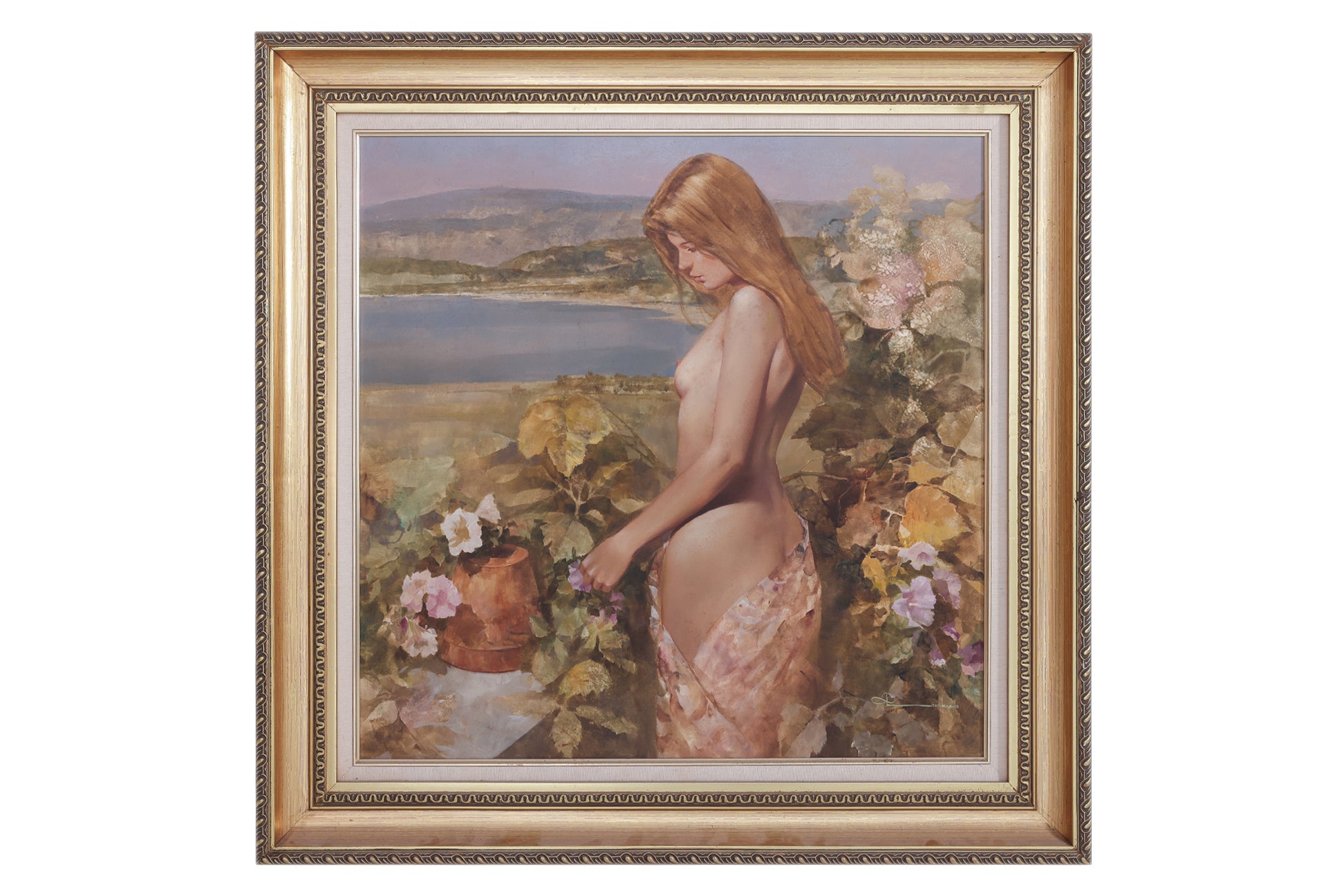 SPARTACO LOMBARDO (ITALIAN, B.1958) - FEMALE NUDE BY THE LAKE