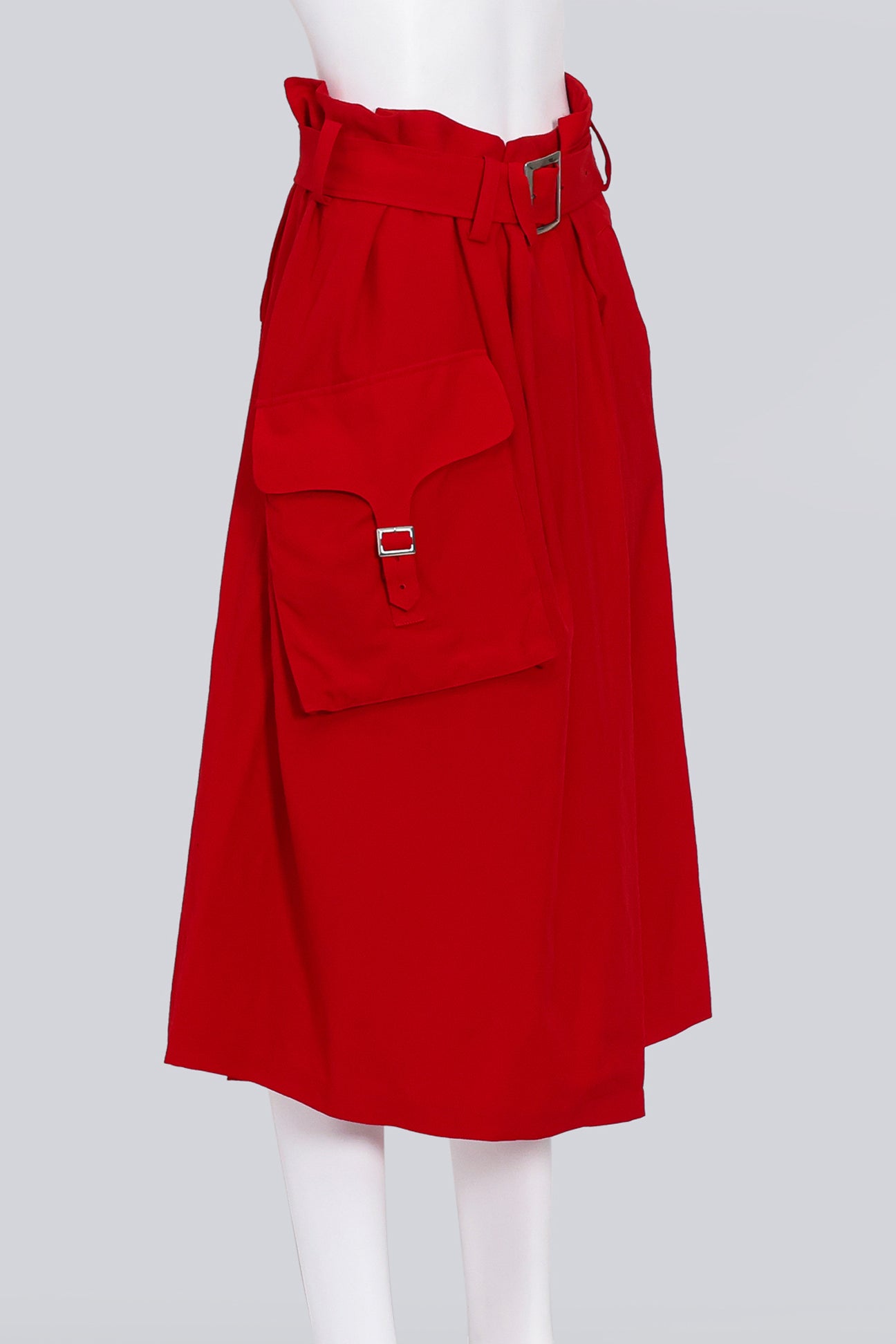 Y'S YOHJI YAMAMOTO - A RED BELTED CARGO SKIRT