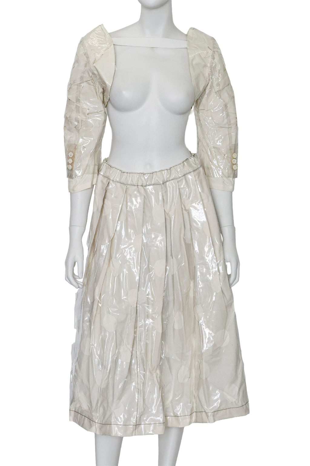 COMME DES GARÇONS - A PVC LINED COTTON SKIRT AND SLEEVE SET