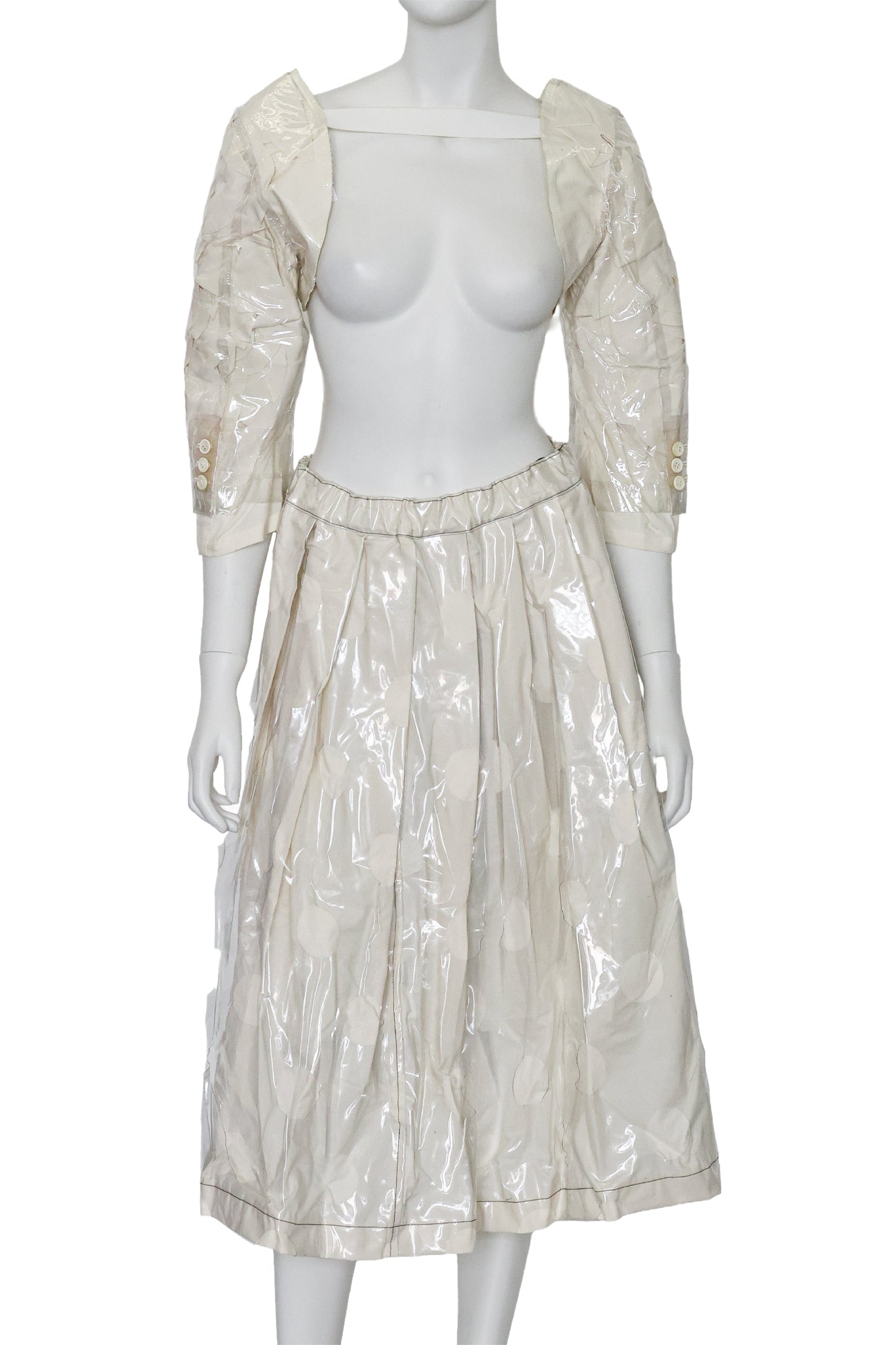 COMME DES GARÇONS - A PVC LINED COTTON SKIRT AND SLEEVE SET