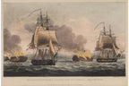 A GROUP OF SIX HAND-COLOURED ENGRAVINGS OF NAVAL BATTLES, JAMES JENKINS, C. 1830