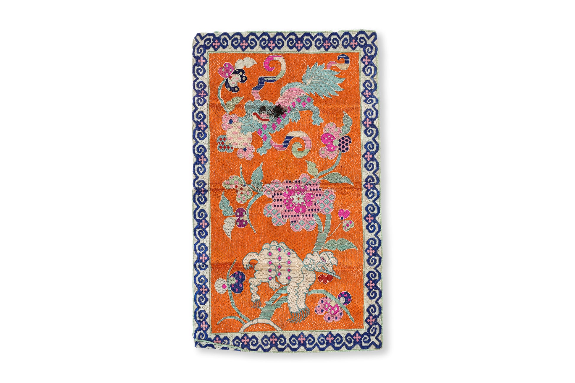 TWO SILK EMBROIDERED TEXTILES