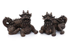 A PAIR OF SHIWAN POTTERY FOO LIONS