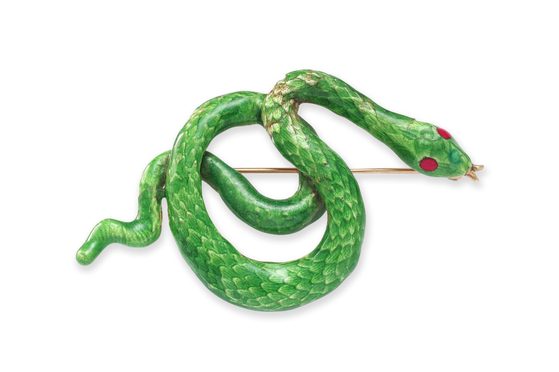 AN ENAMELLED SNAKE BROOCH