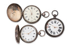 A GROUP OF THREE GEORGE III SILVER CASED POCKET WATCHES AND ASSORTED WINDING KEYS
