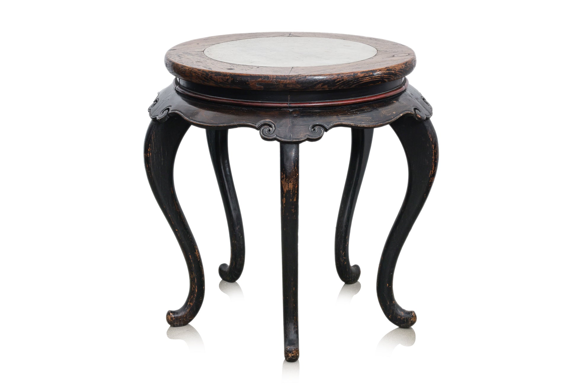 A MARBLE INSET ELM CIRCULAR OCCASIONAL TABLE