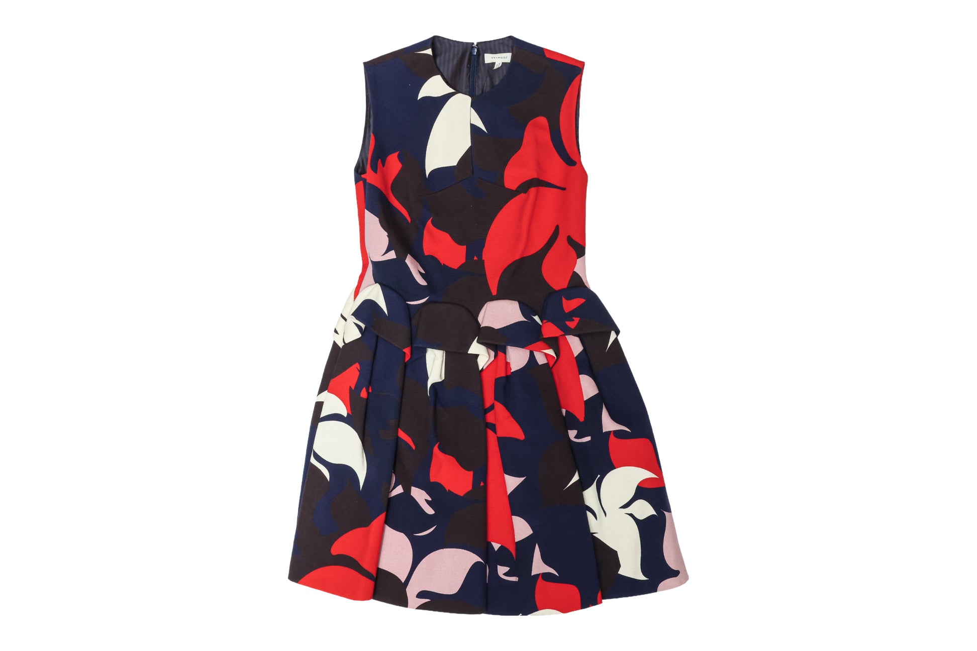 DELPOZO - AN ABSTRACT FLORAL PRINT SLEEVELESS DRESS, PRE-FALL RTW 2016