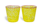 A GROUP OF SIX YELLOW GLASS TUMBLERS
