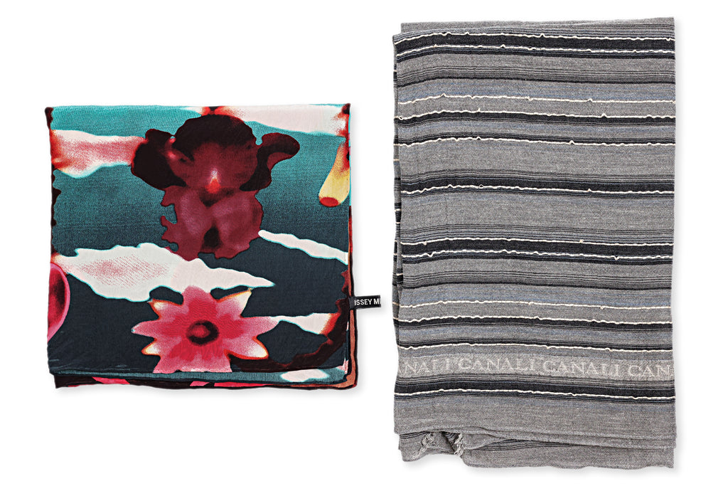 A PAIR OF CANALI AND ISSEY MIYAKE SCARVES