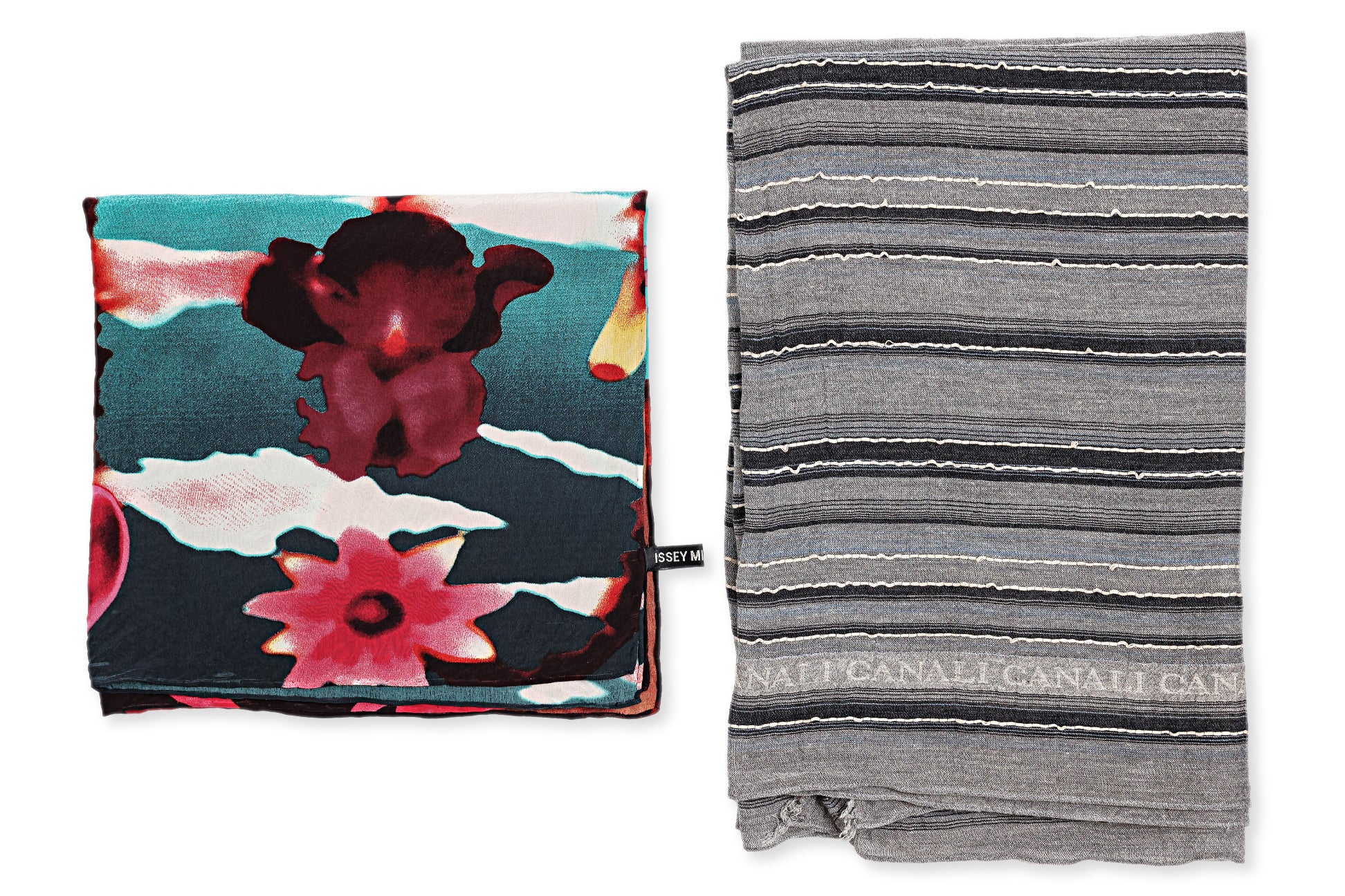 A PAIR OF CANALI AND ISSEY MIYAKE SCARVES