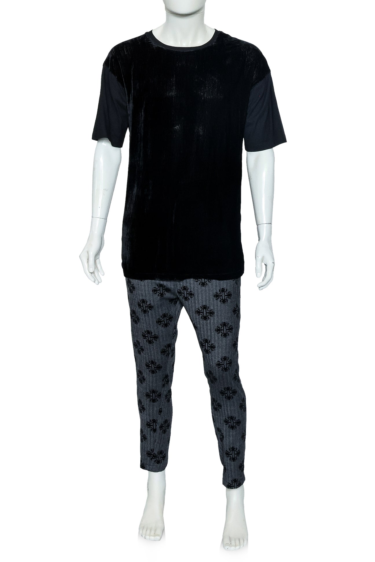 ANN DEMEULEMEESTER - A VELVET SHIRT AND TROUSERS ENSEMBLE