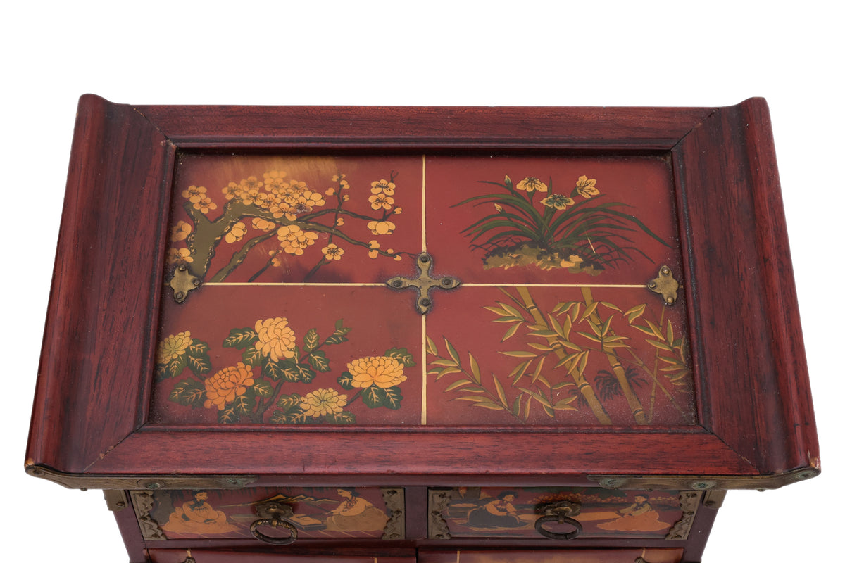 TWO CHINESE LACQUER JEWELLERY BOXES
