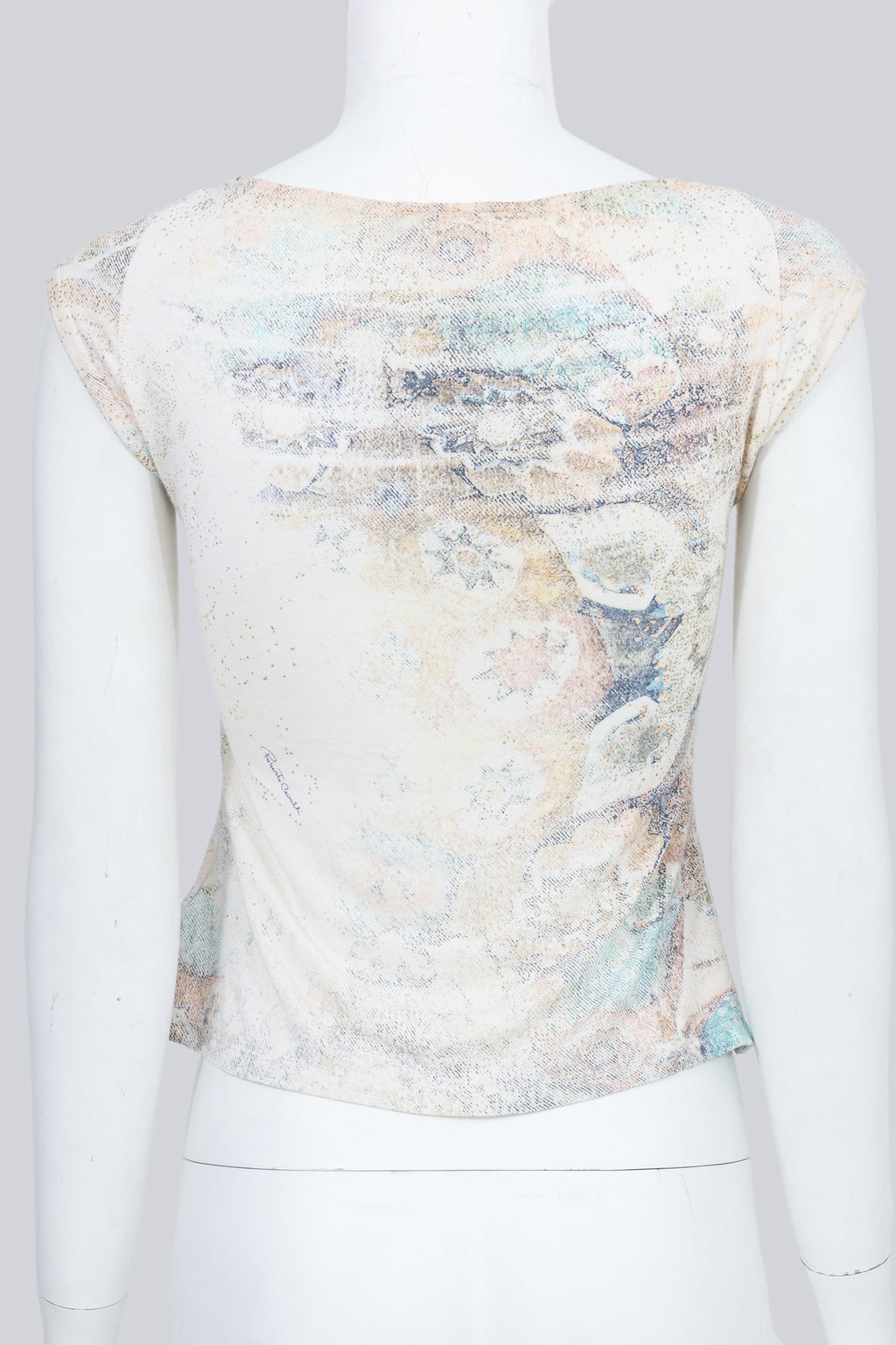ROBERTO CAVALLI - A PASTEL ARCHITECTURAL LINE-PRINT TOP