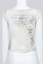 ROBERTO CAVALLI - A PASTEL ARCHITECTURAL LINE-PRINT TOP