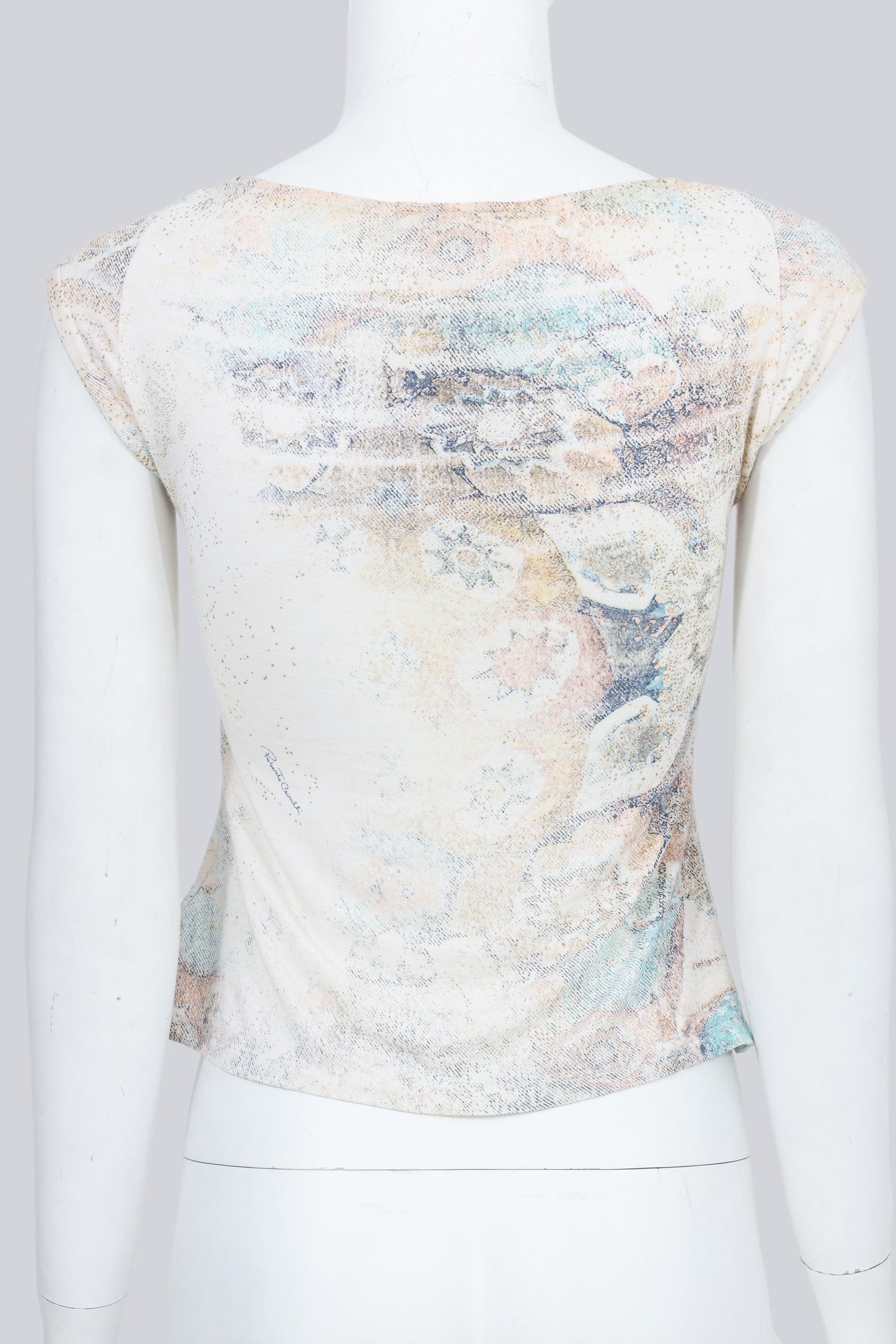 ROBERTO CAVALLI - A PASTEL ARCHITECTURAL LINE-PRINT TOP
