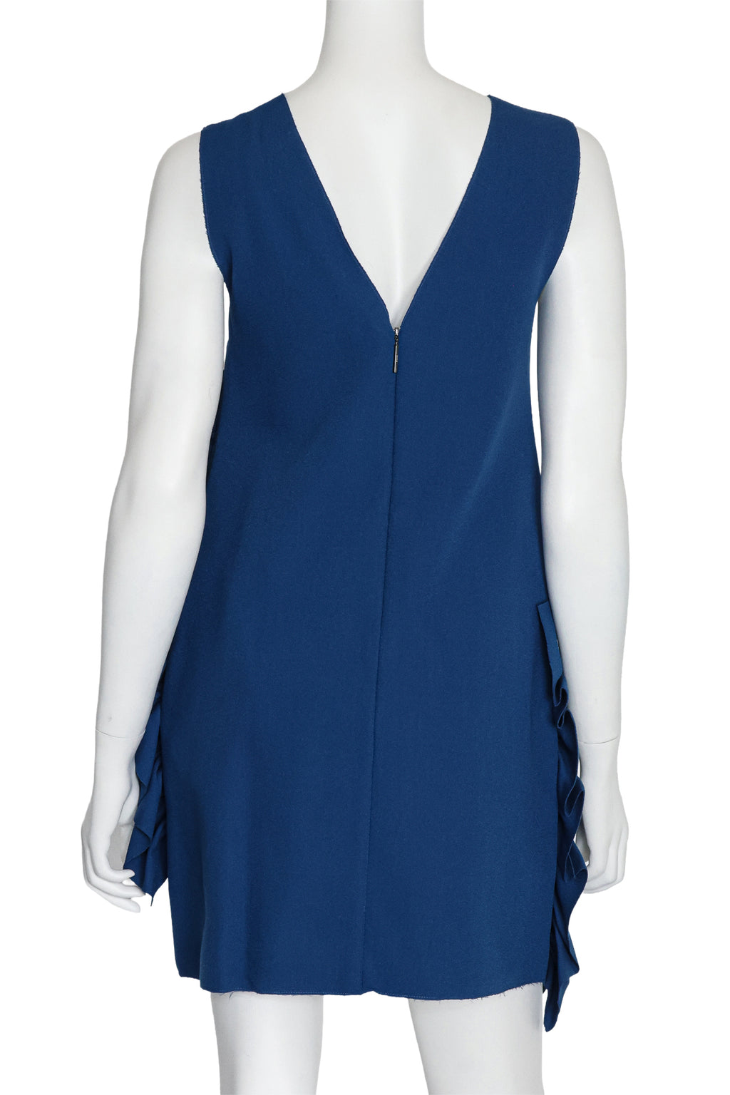 MSGM - A BLUE SLEEVELESS DRESS WITH RUFFLE DETAIL