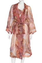 DRIES VAN NOTEN - A SHEER FLORAL PRINT SILK ROBE