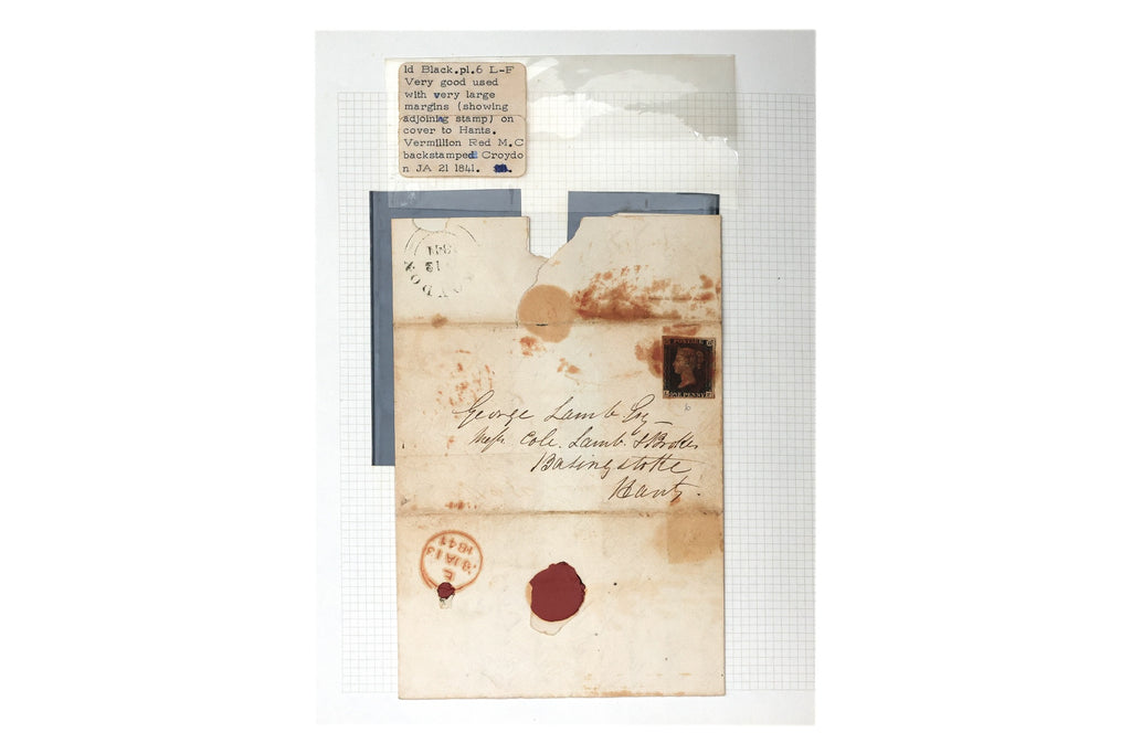 UK, COVER, 1d BLACK PL.6, 1841, HANTS