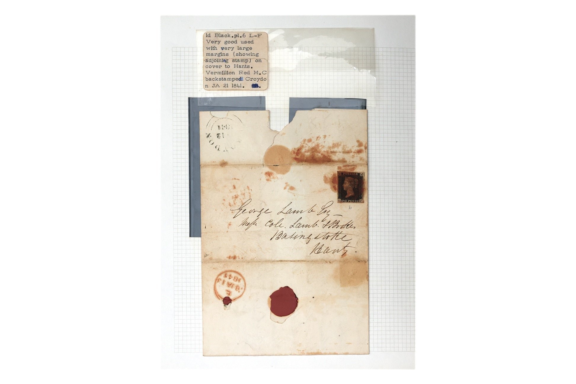UK, COVER, 1d BLACK PL.6, 1841, HANTS