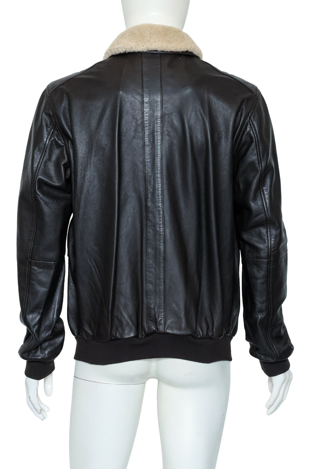 LOT78 - A LEATHER JACKET WITH LAMBSWOOL COLLAR