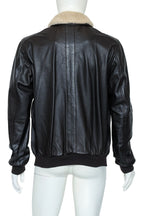 LOT78 - A LEATHER JACKET WITH LAMBSWOOL COLLAR