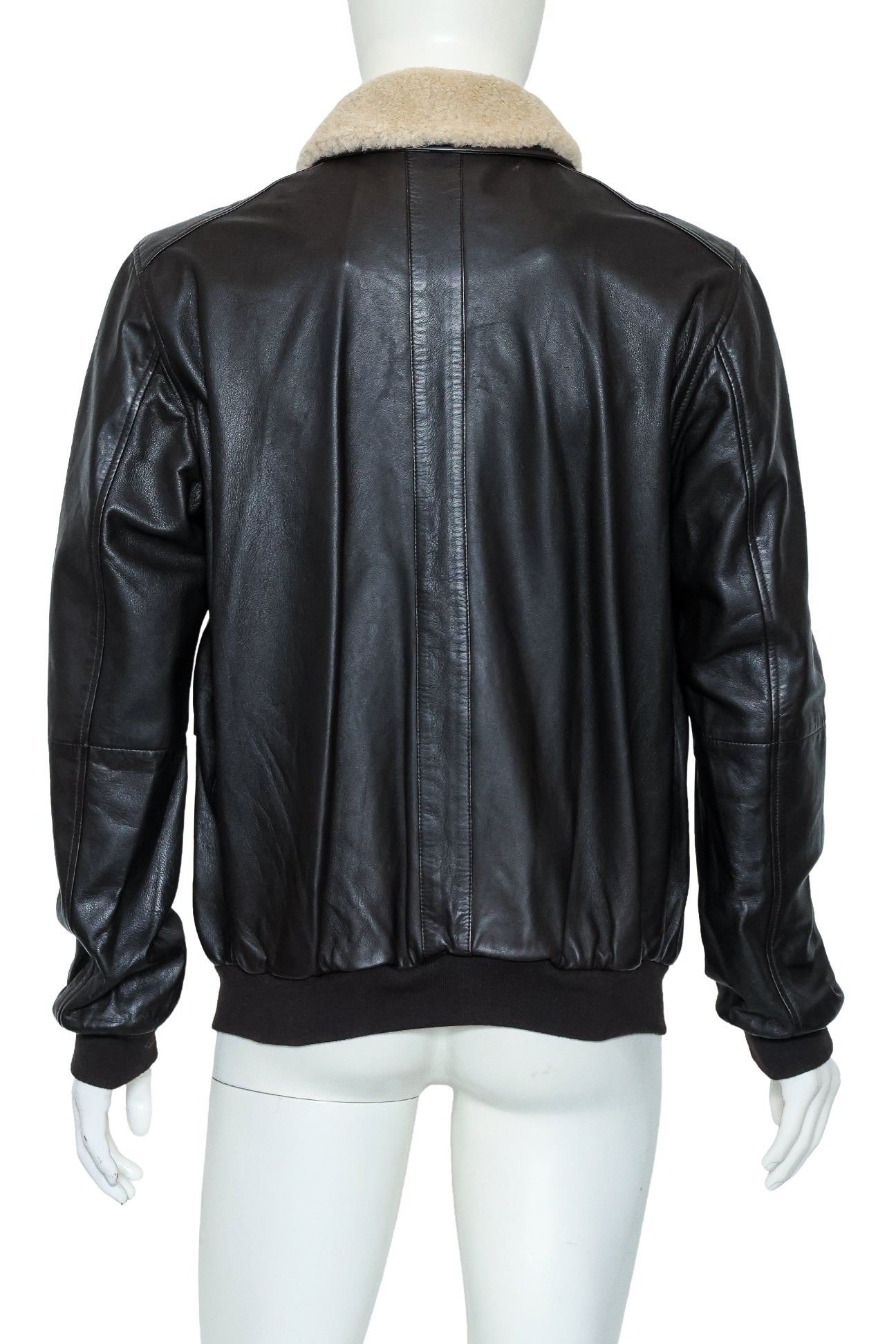 LOT78 - A LEATHER JACKET WITH LAMBSWOOL COLLAR