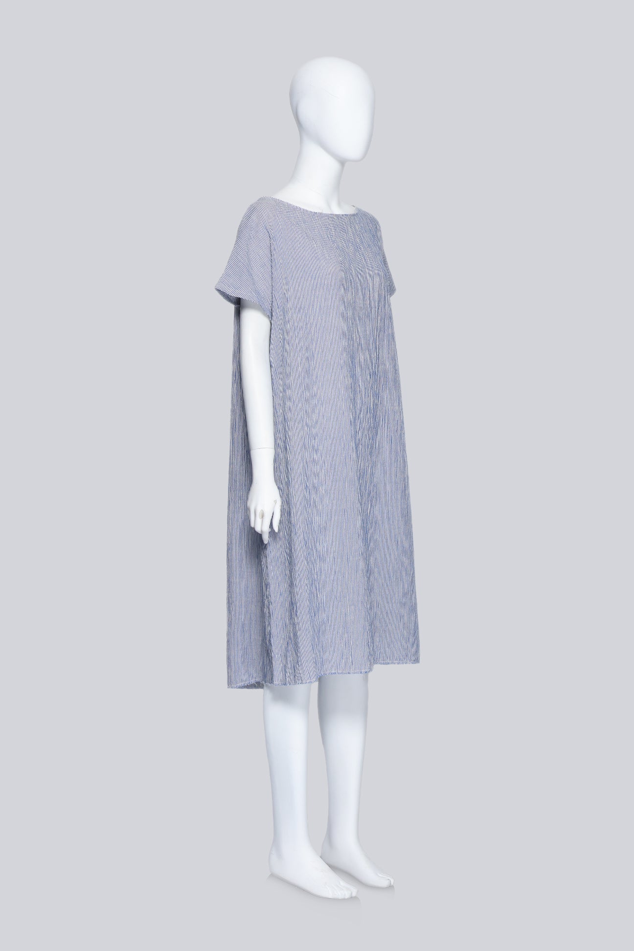 LOEWE - A WHITE AND BLUE STRIPED SHIFT DRESS