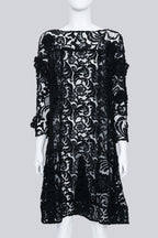 PRADA - A BLACK FLORAL LACE DRESS WITH LONG SLEEVES