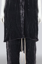 RICK OWENS - 'GLITTER' COLLECTION 'PLUM' CRUSHED VELVET SHIRT AND TROUSERS SET