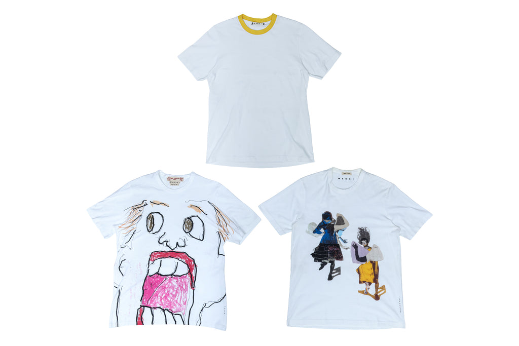 MARNI - THREE WHITE PRINT T-SHIRTS