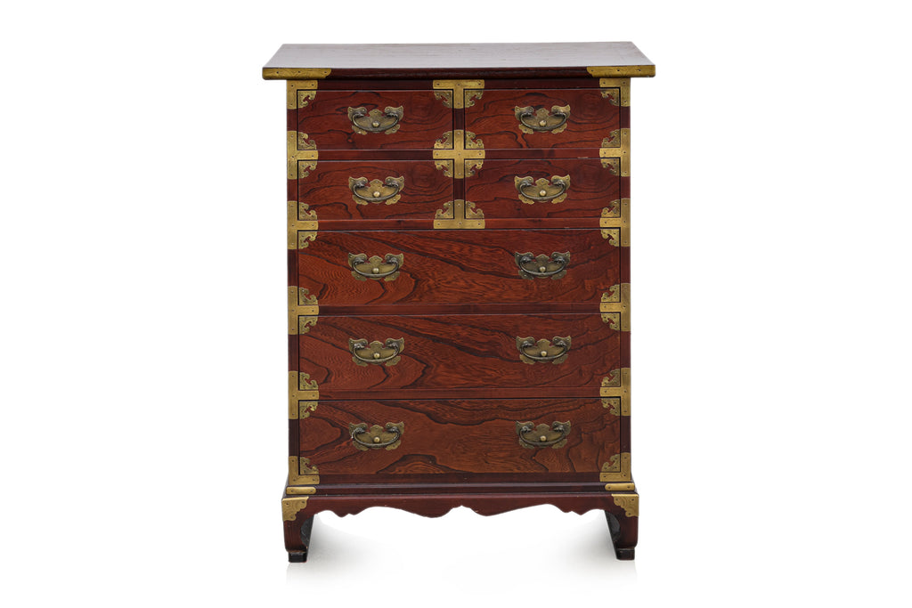 A KOREAN ELM CHEST OF DRAWERS