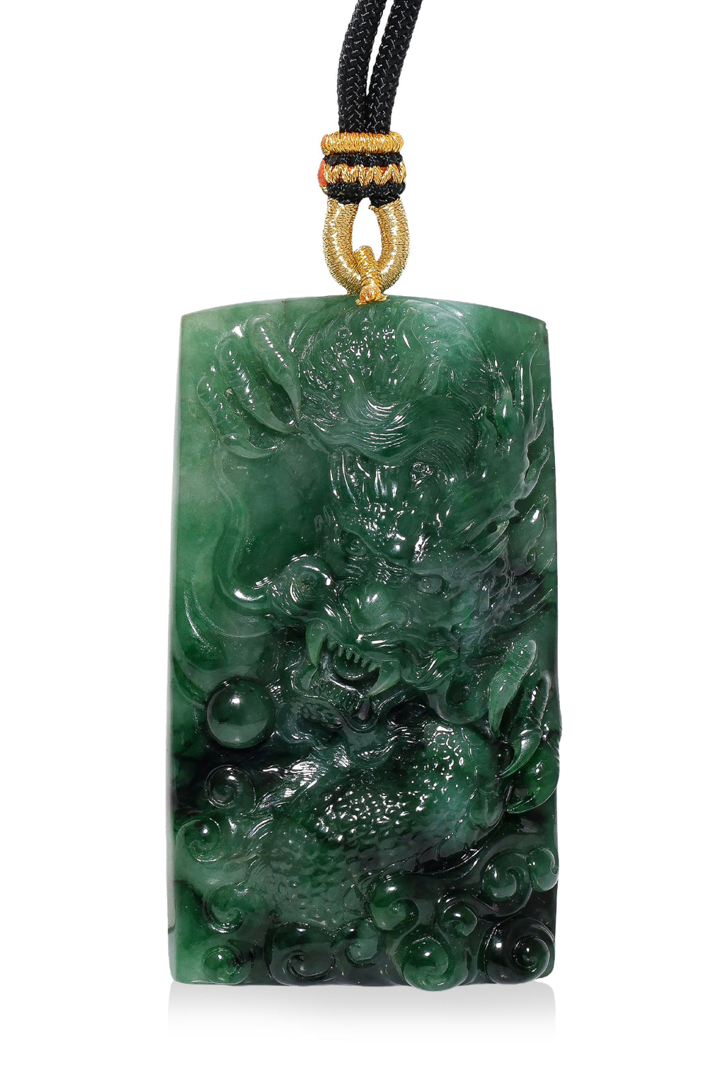 A SPINACH AND GREEN JADEITE DRAGON PLAQUE