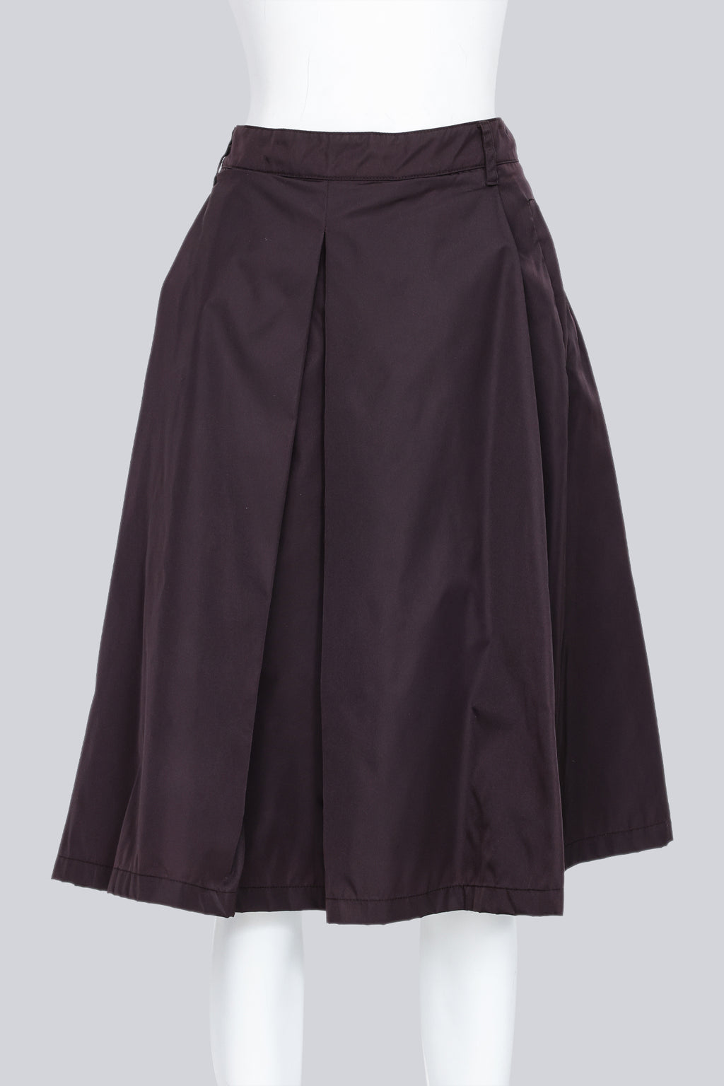PRADA - A BROWN IRIDESCENT A-LINE MIDI SKIRT