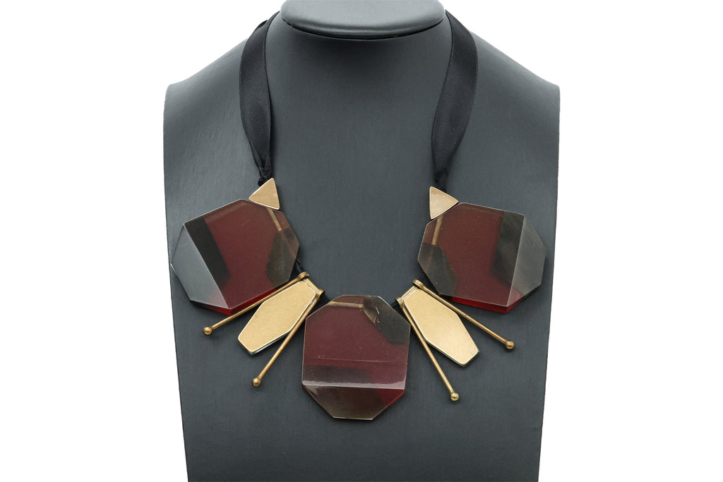 MARNI - A STATEMENT RESIN AND BRASS NECKLACE