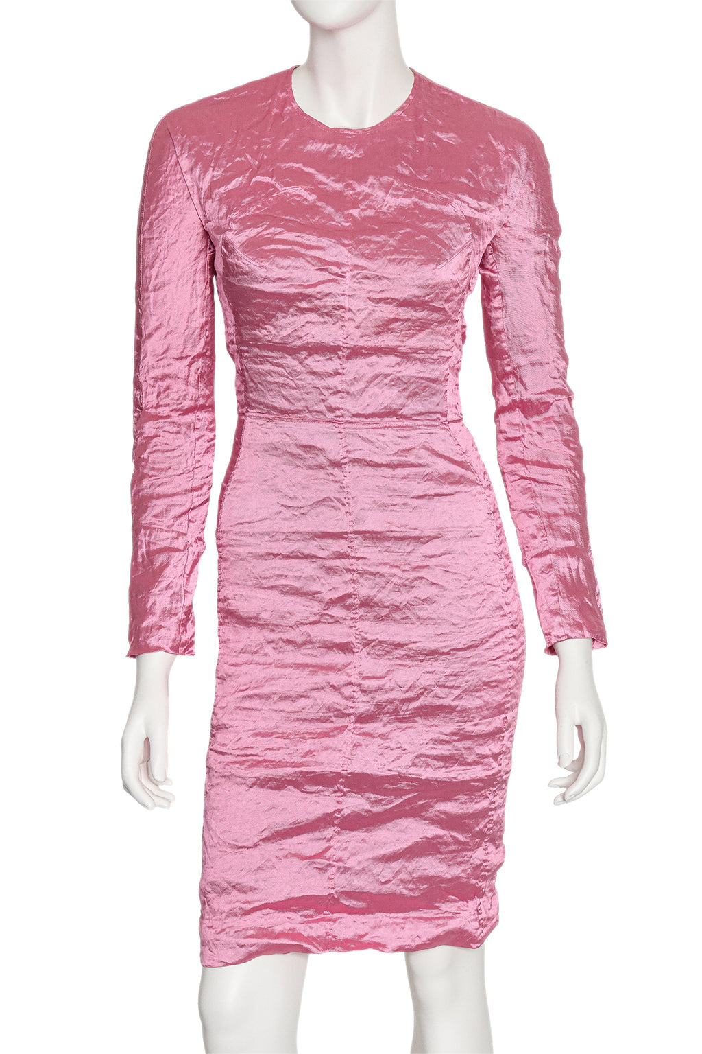 CARVEN - A PINK LONG SLEEVE FAILLE DRESS