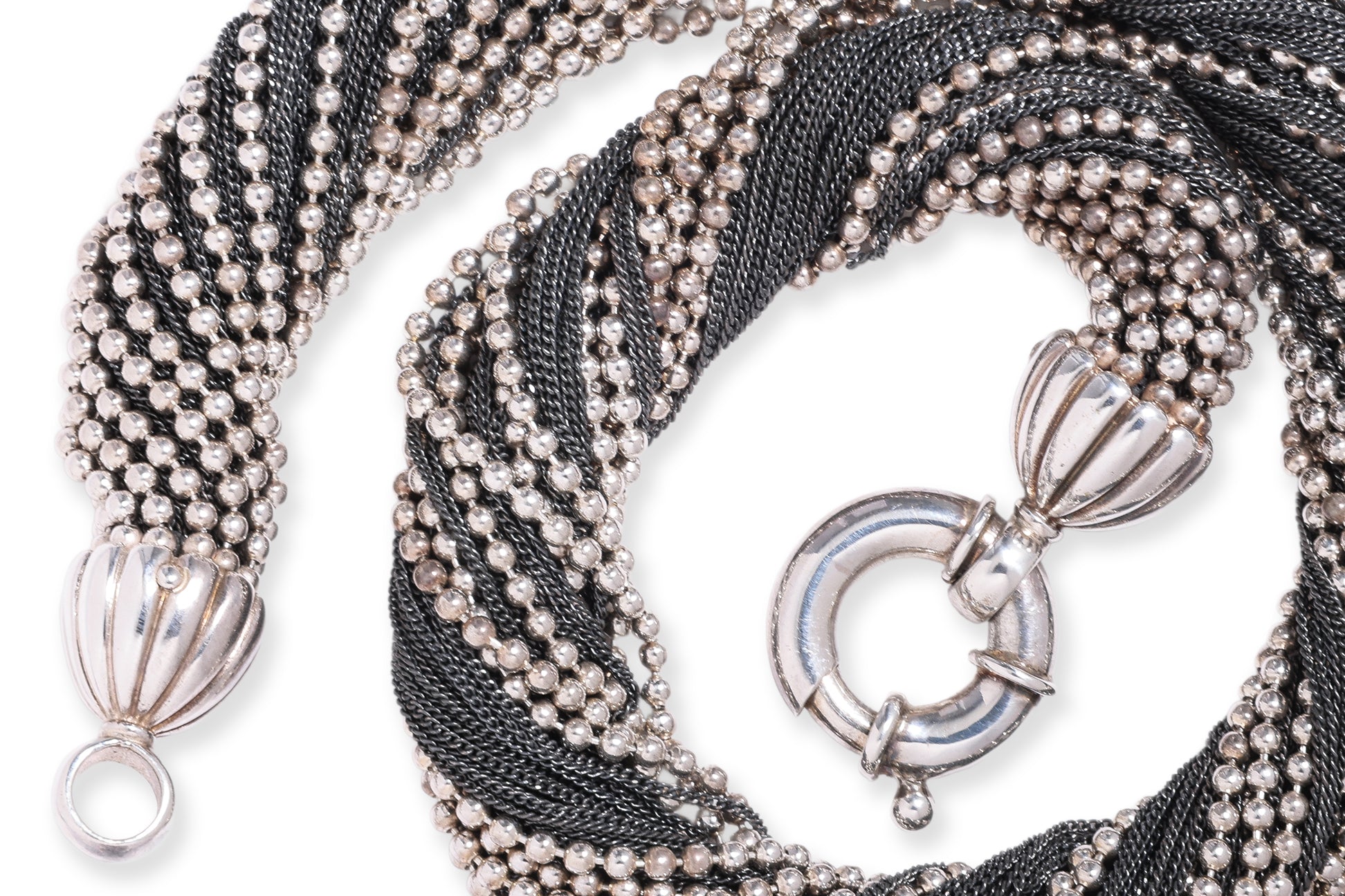 TIFFANY & CO - A SILVER TORSADE MULTI STRAND  NECKLACE