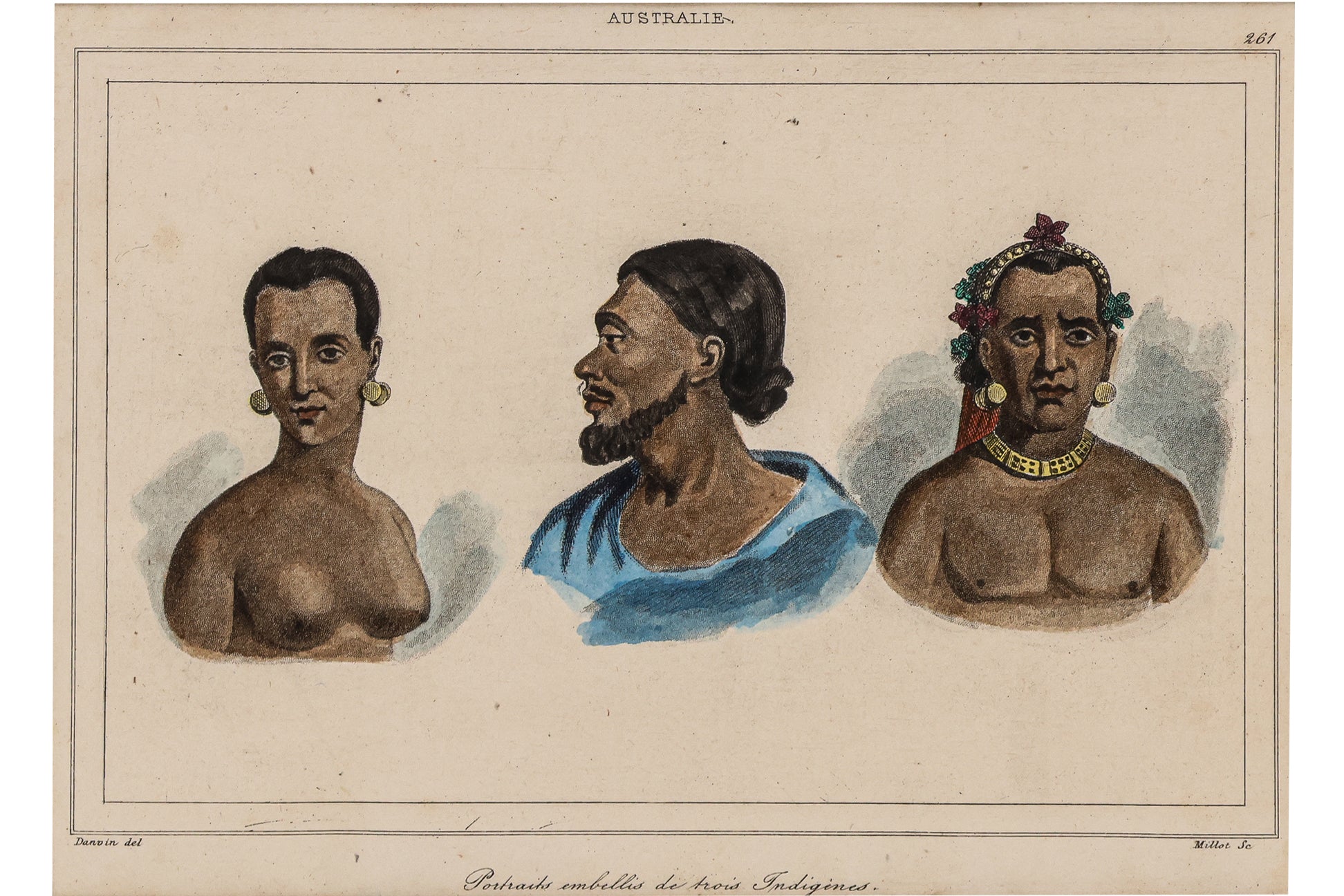 SIX HAND-COLOURED ETHNOGRAPHIC ENGRAVINGS OF INDIGENOUS AUSTRALIANS, M. G. L. DOMENY DE RIENZY, 1836