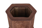 A HEXAGONAL BAMBOO AND HARDWOOD BRUSHPOT