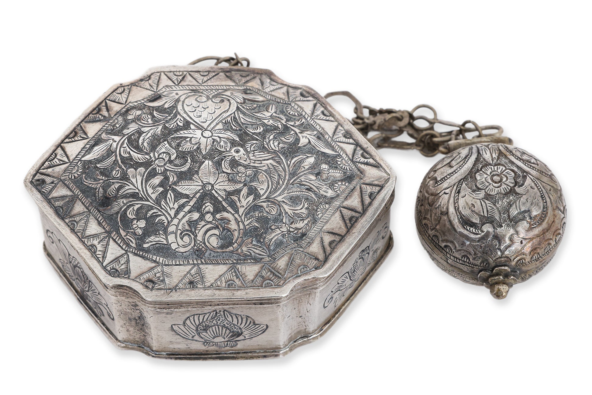 TWO SILVER 'CHELPA' SIREH & LIME BOXES
