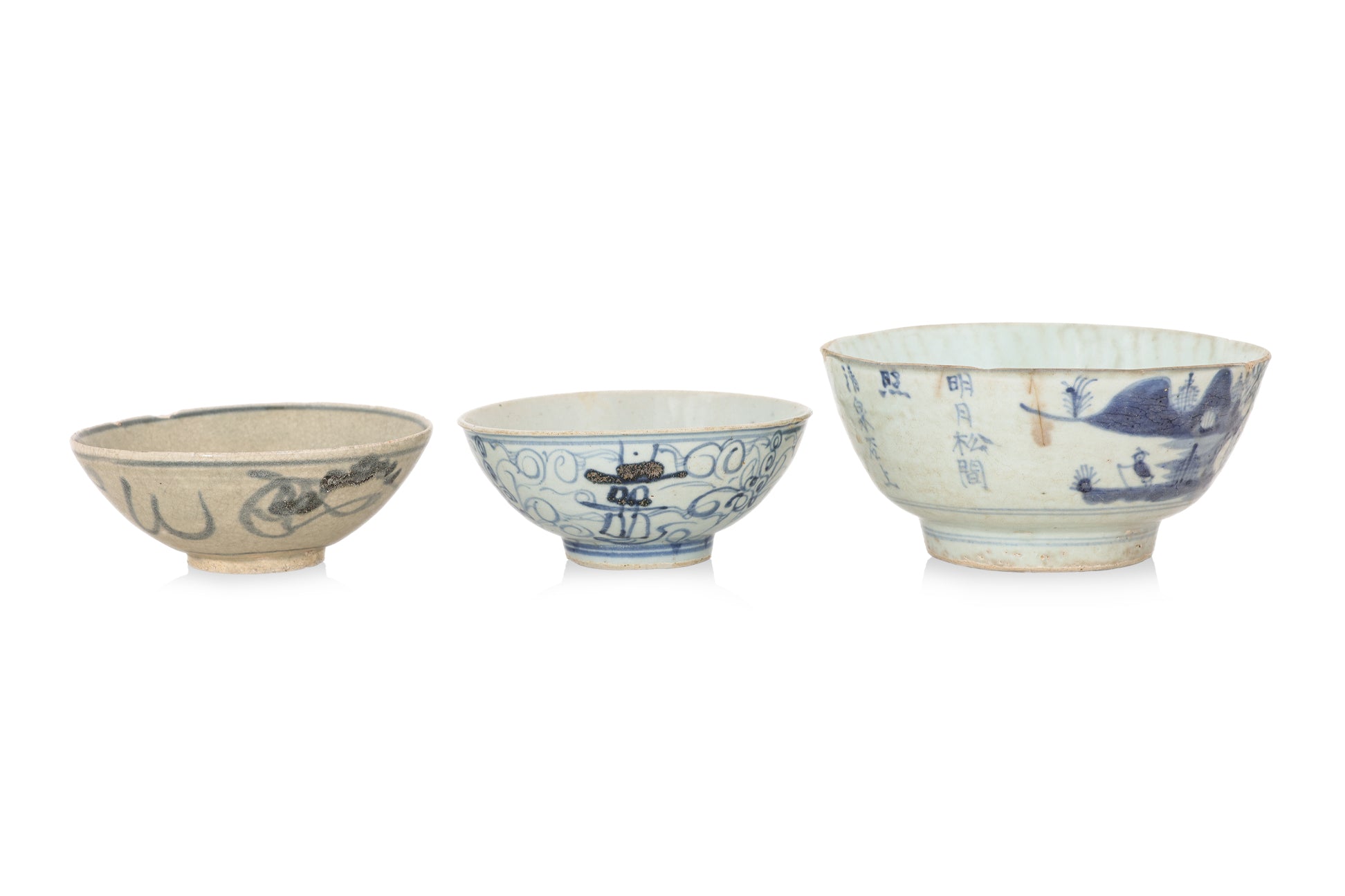 A GROUP OF EIGHT BLUE AND WHITE WARES