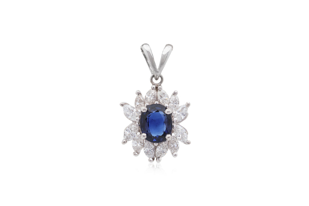 A SAPPHIRE AND DIAMOND PENDANT
