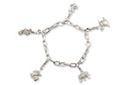 A CHARM BRACELET WITH DETACHABLE DIAMOND-SET CHARMS