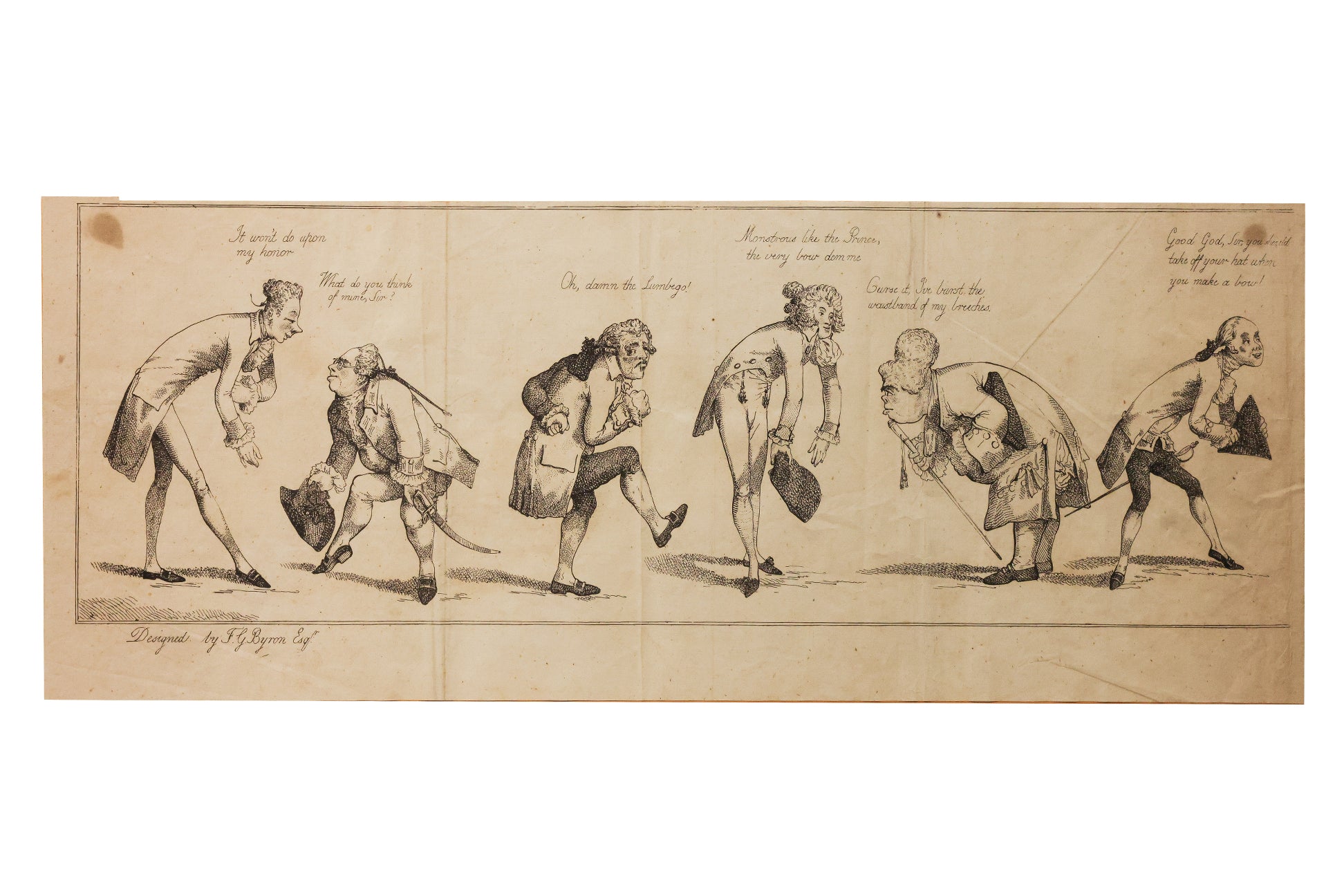 THE PRINCE'S BOW - A SET OF THREE SATIRICAL PRINTS