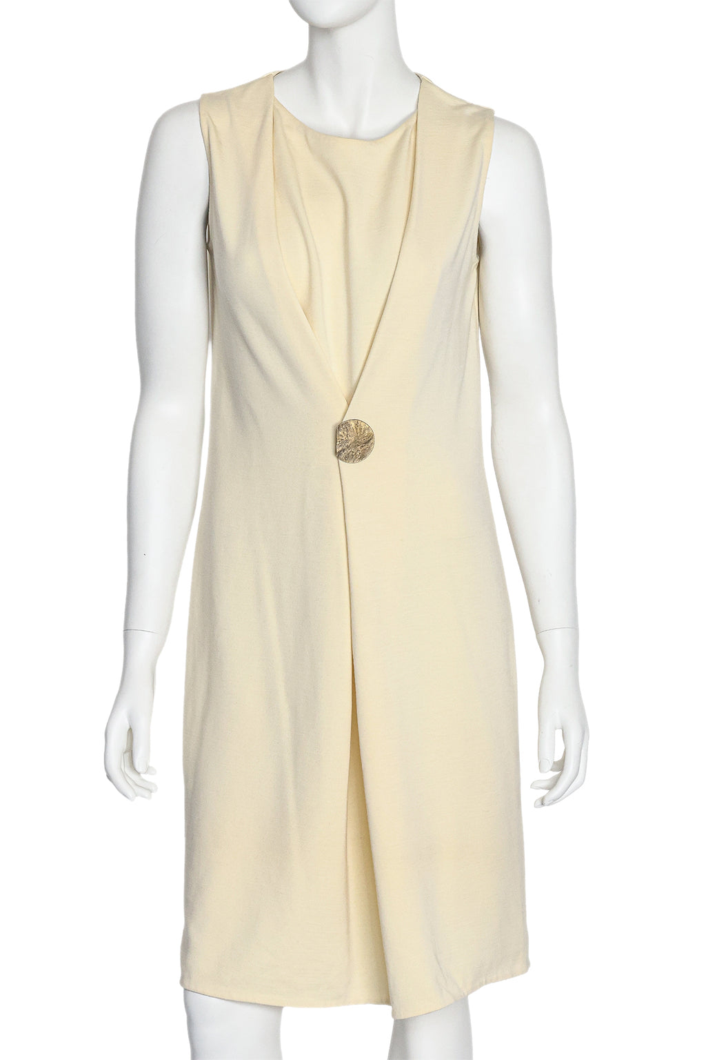 CALVIN KLEIN COLLECTION - A SLEEVELESS DRESS WITH BRONZED MEDALLION DETAIL