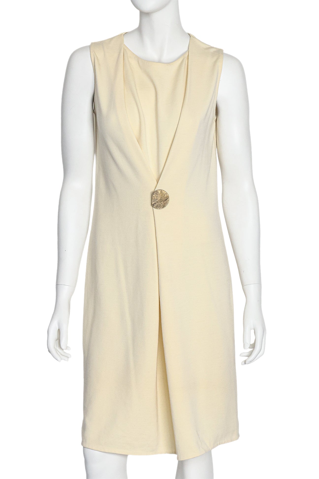 CALVIN KLEIN COLLECTION - A SLEEVELESS DRESS WITH BRONZED MEDALLION DETAIL