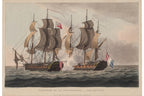 A GROUP OF SIX HAND-COLOURED ENGRAVINGS OF NAVAL BATTLES, JAMES JENKINS, C. 1830