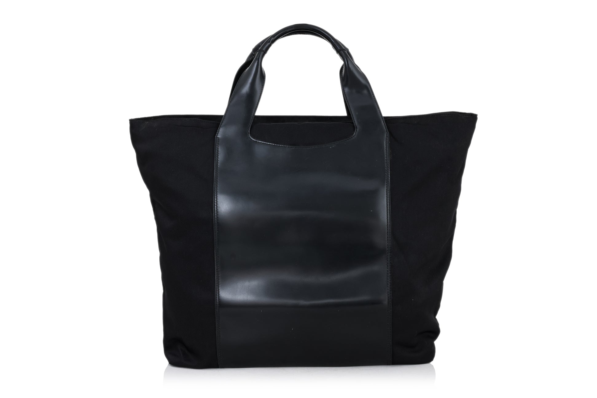 GUCCI - A LARGE LEATHER AND CANVAS TOTE